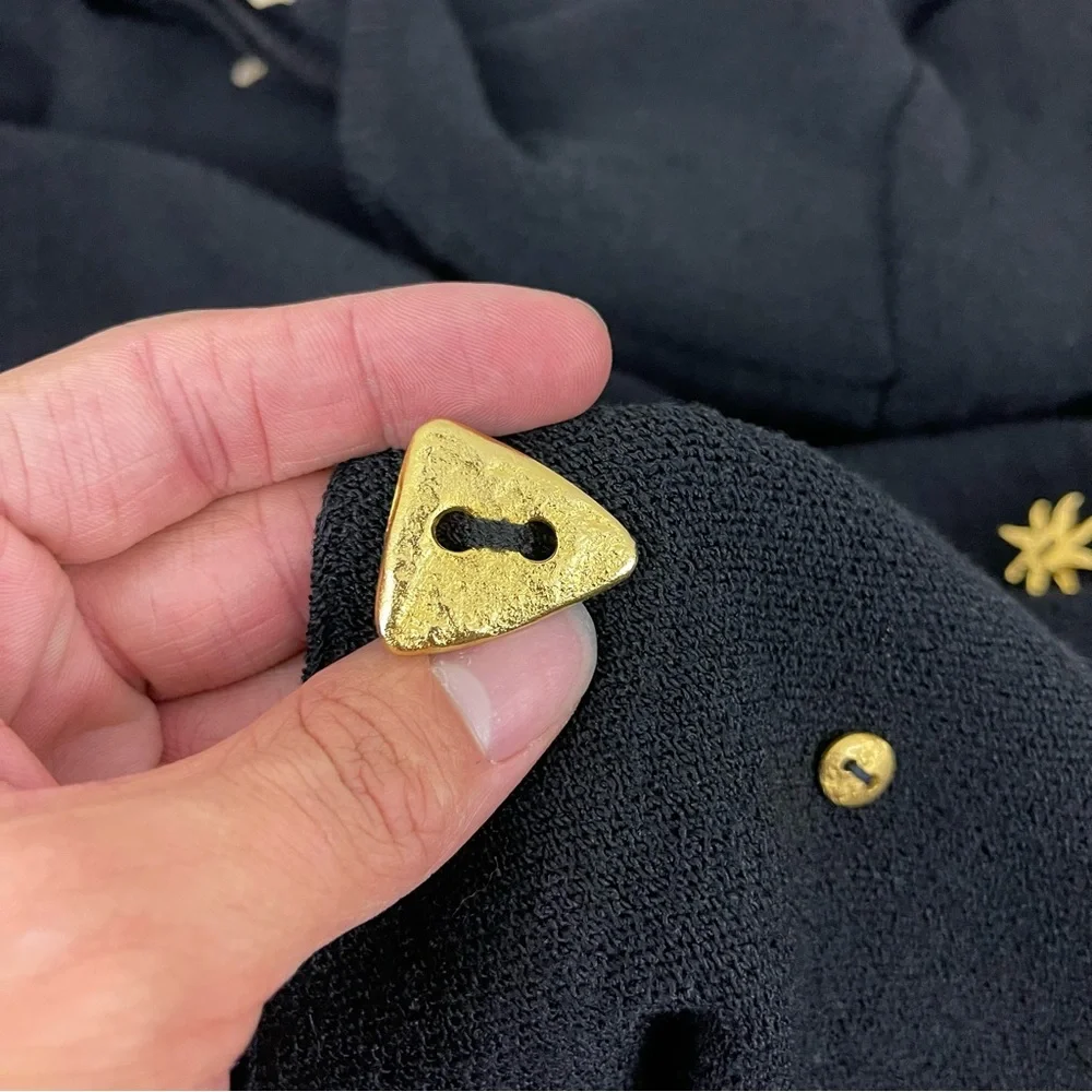 VTG Steve Fabrikant Bergdorf Goodman Long Button Front Wool Knit Sweater Jacket